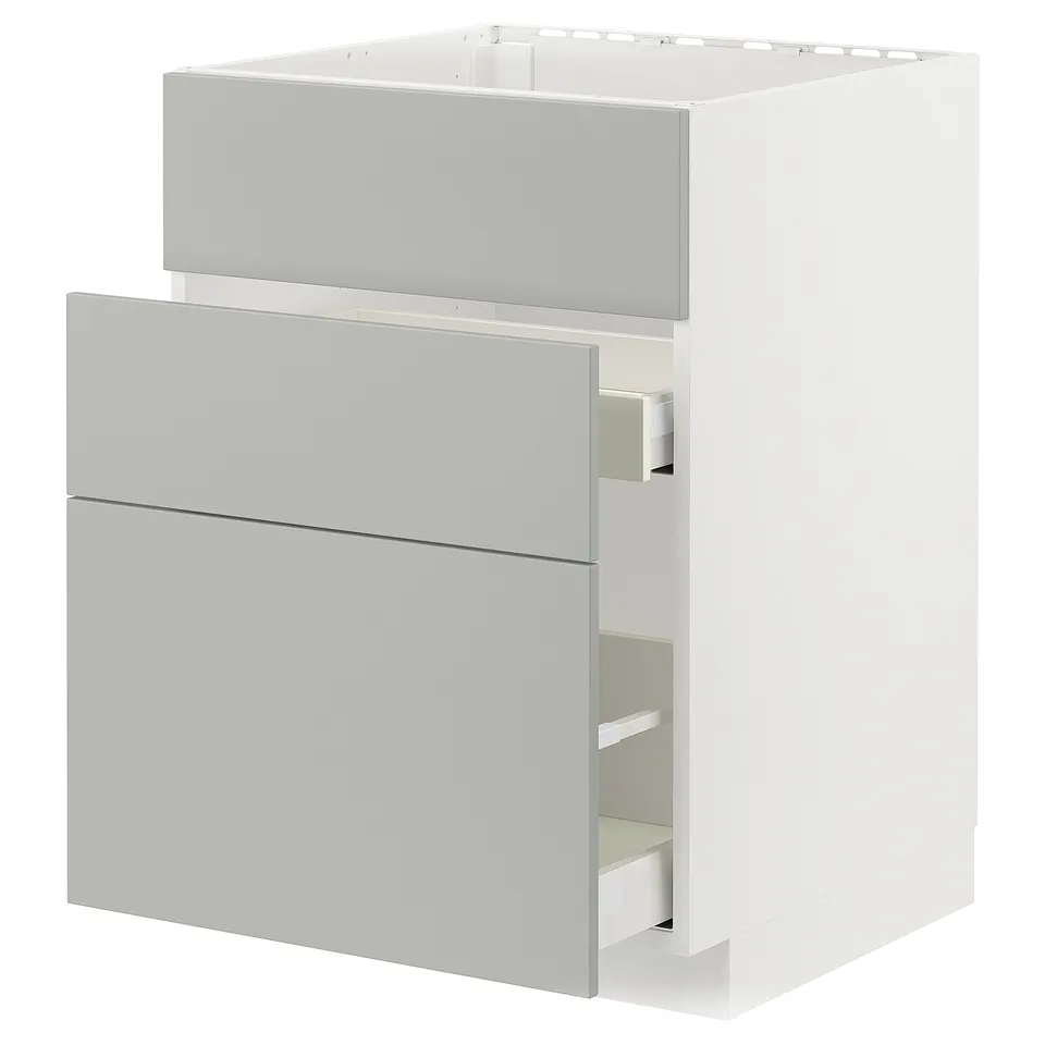 METOD kitchen unit, light grey, modern clean design, steel & particleboard construction.