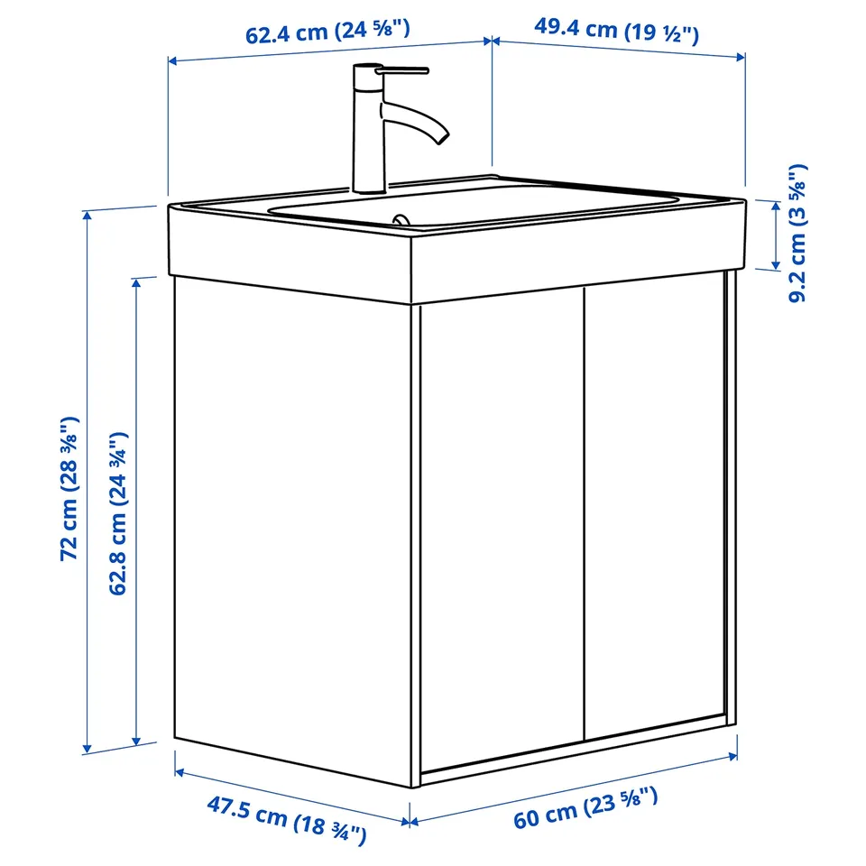 Illustration with measurements for the product: HAVBÄCK.