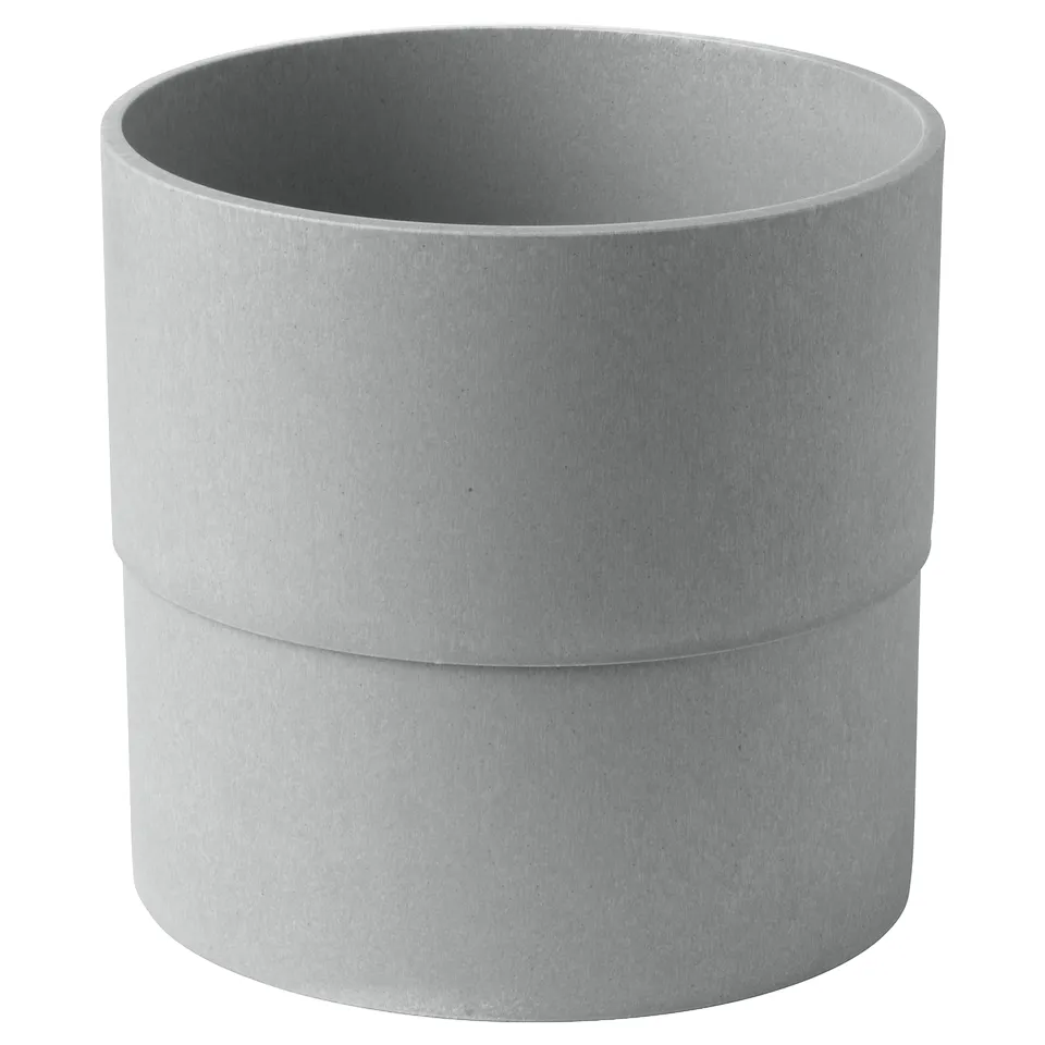 Grey recycled plastic cylinder planter