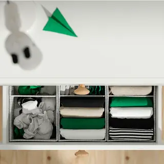 LASTARE/STUK set: wardrobe combination + box with compartments x3, white + white/black, 60x42x201 cm