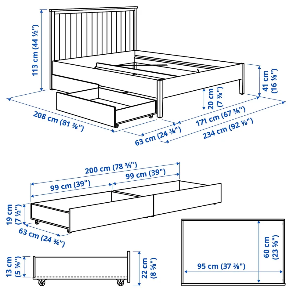 Illustration with measurements for the product: GULLABERG.