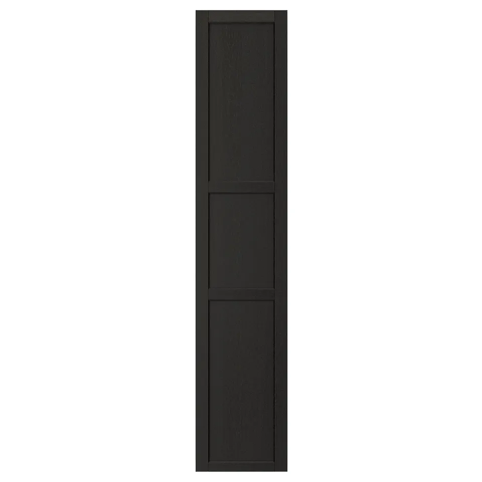 LERHYTTAN black kitchen cabinet with bevelled wood frame and veneer panels.