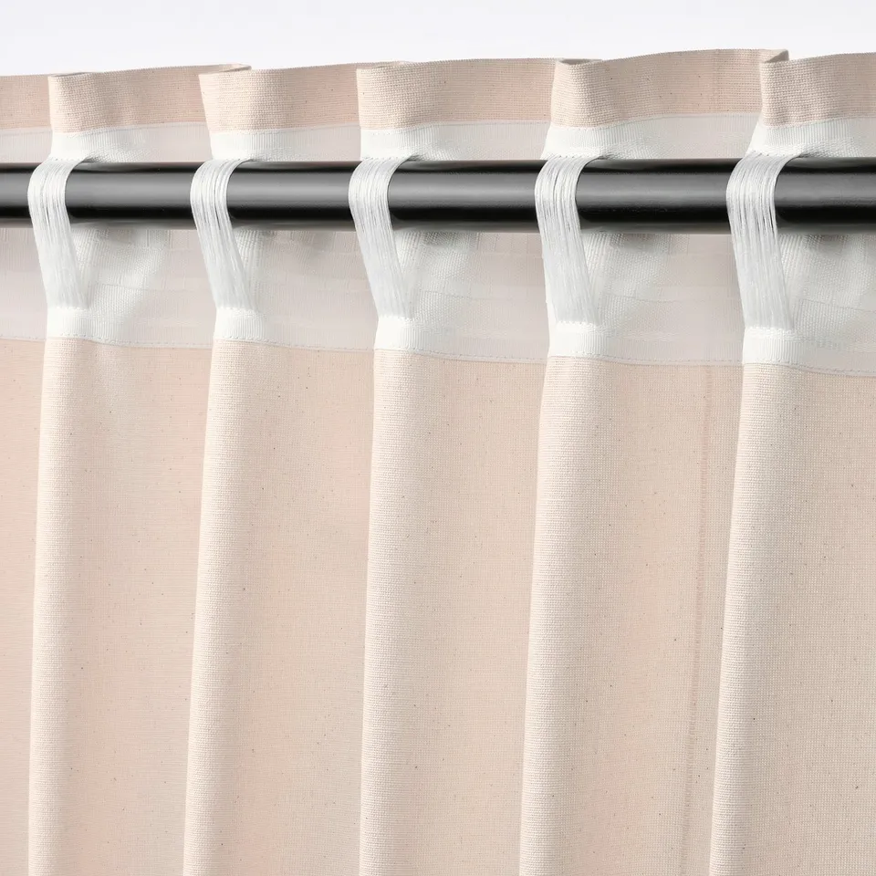 LENDA Curtains with tie-backs, 1 pair, light pink/with heading tape, 140x160 cm
