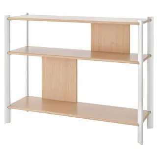 JÄTTESTA side table, white/light bamboo, Length 95 x Width 30 x Height 71 cm