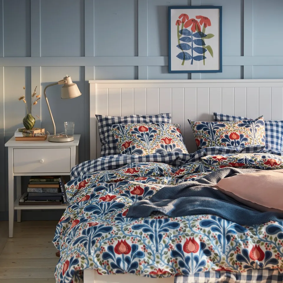 SÄTERVIDE Duvet cover and 2 pillowcases, multicolour/floral pattern, 240x220/50x80 cm