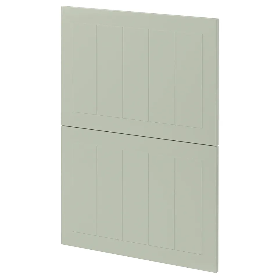 METOD green kitchen cabinet panels, rectangular shape, smooth surface.