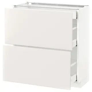 METOD base cab with 2 fronts/3 drawers, white Maximera/Veddinge white, 80x37x80 cm
