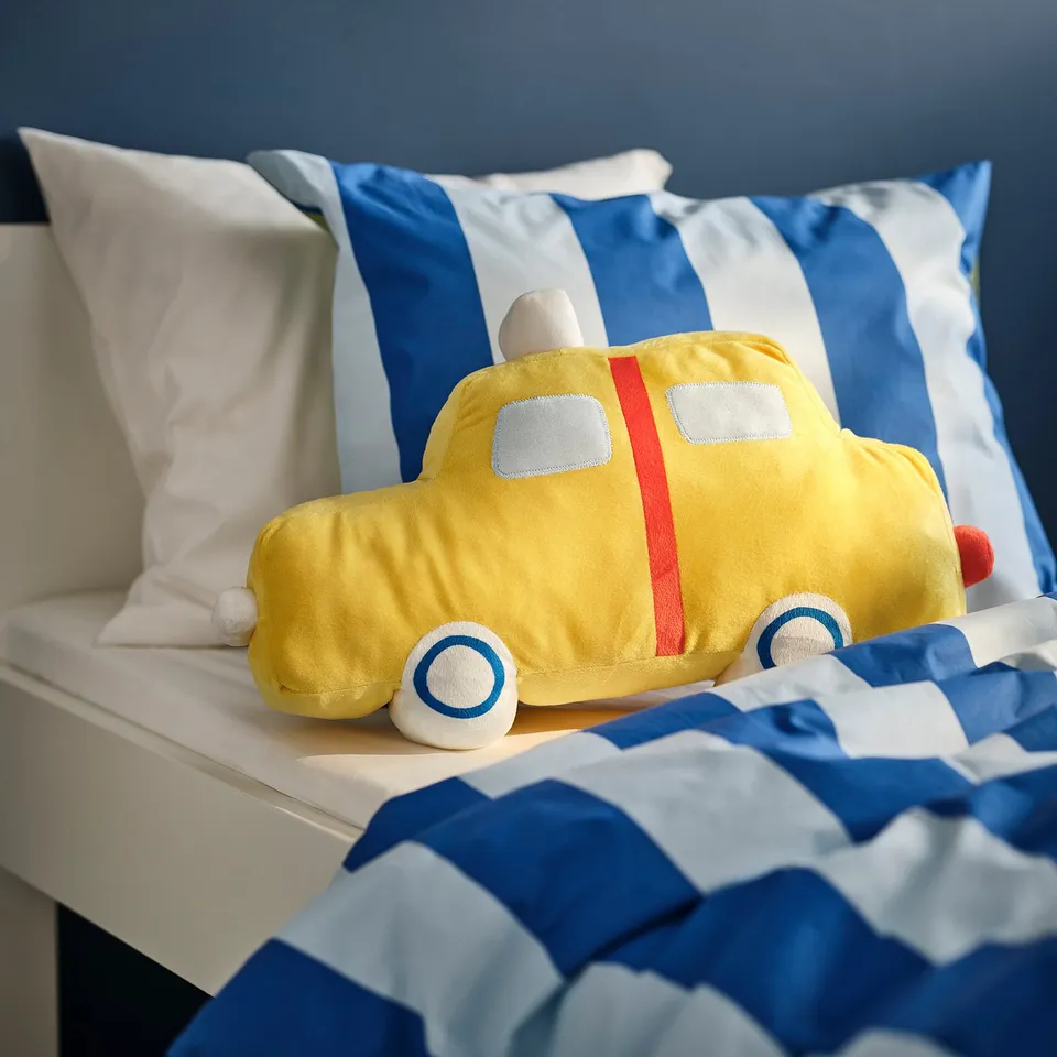 BARNDRÖM Cushion, yellow/taxi-shaped, 51x30 cm