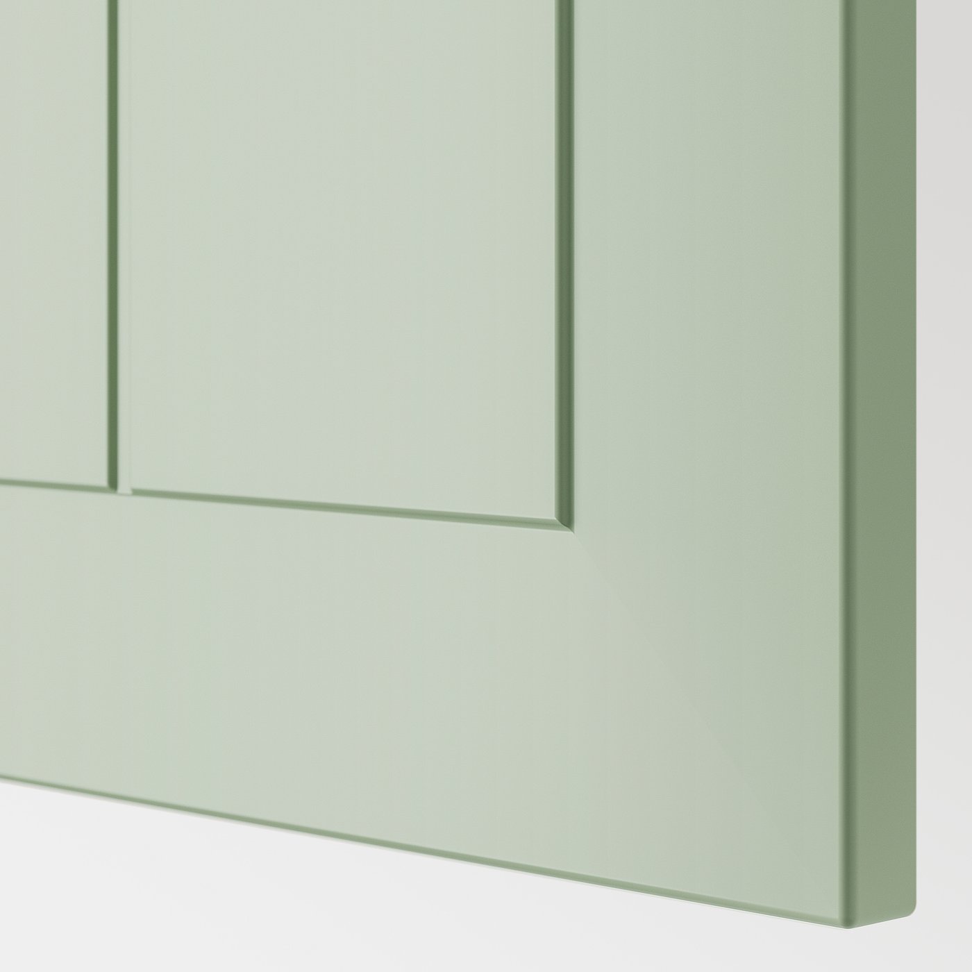 Light green cabinet door with a smooth finish and clean lines, part of IKEAs METOD kitchen system.