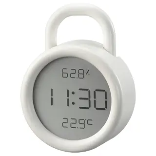 ÖRNVRÅK clock with hygro-/thermometer, white, 8x3 cm