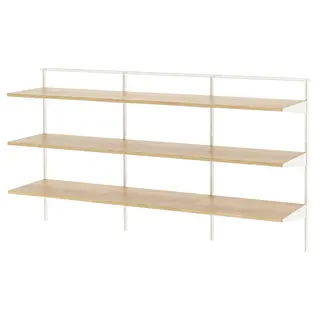 BOAXEL shelving unit, white/oak, Width 182.4 x Depth 40.0 x Height 100.6 cm