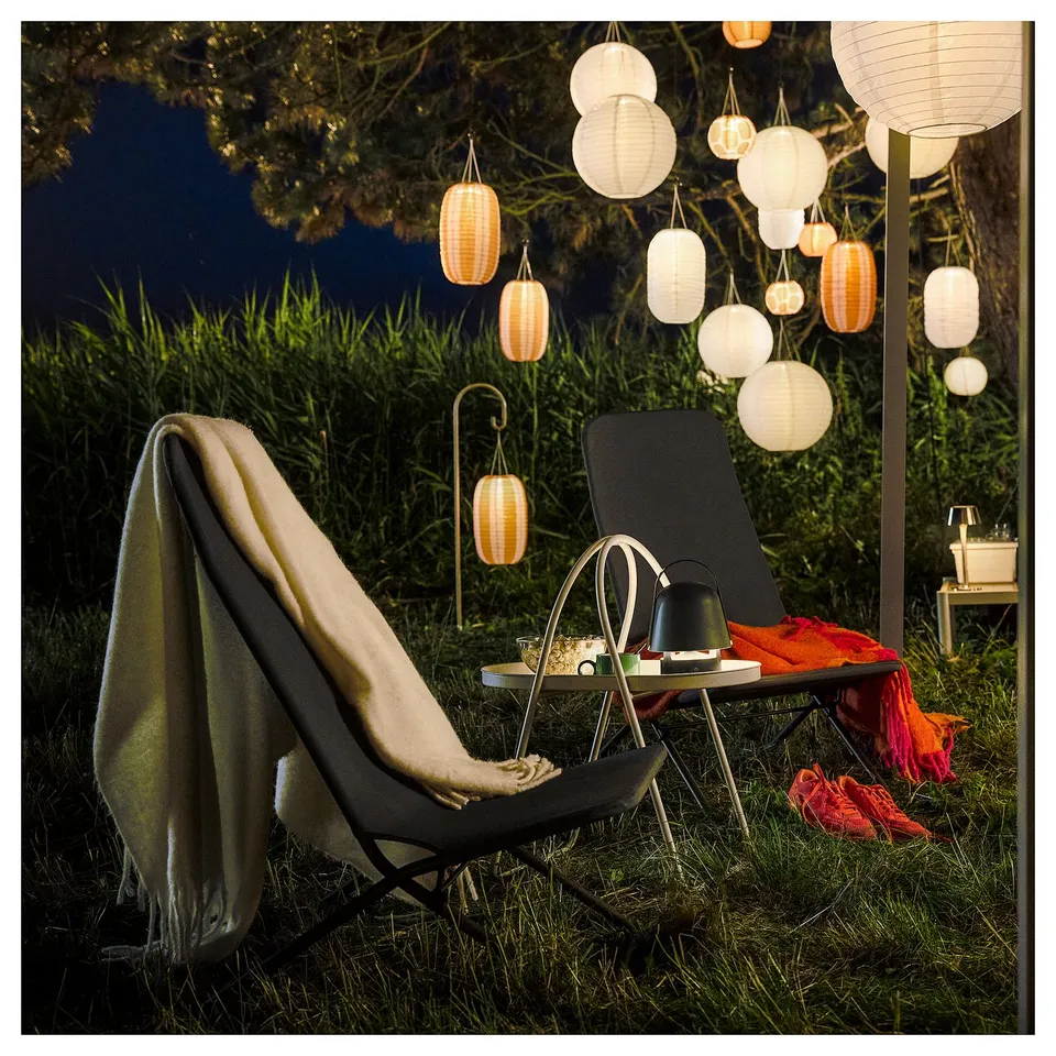 VIGGSÖ Lounge chair, outdoor, foldable dark grey