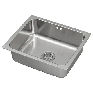 HILLESJÖN inset sink, 1 bowl, stainless steel, 56x46 cm