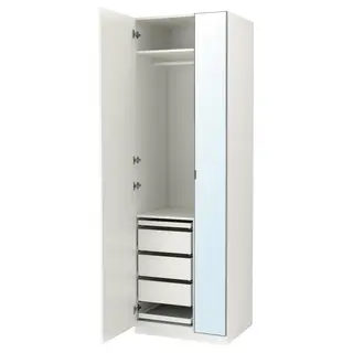 PAX / FORSAND/ÅHEIM wardrobe combination, white/mirror glass, 75x60x236 cm