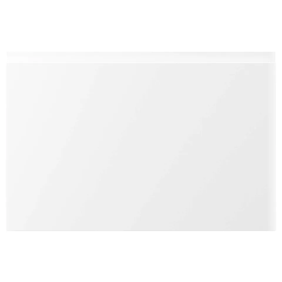 VOXTORP white cabinet door, smooth & matte, rectangular with integrated handles.