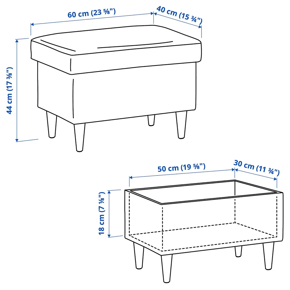 STRANDMON Footstool with storage, Nordvalla dark grey