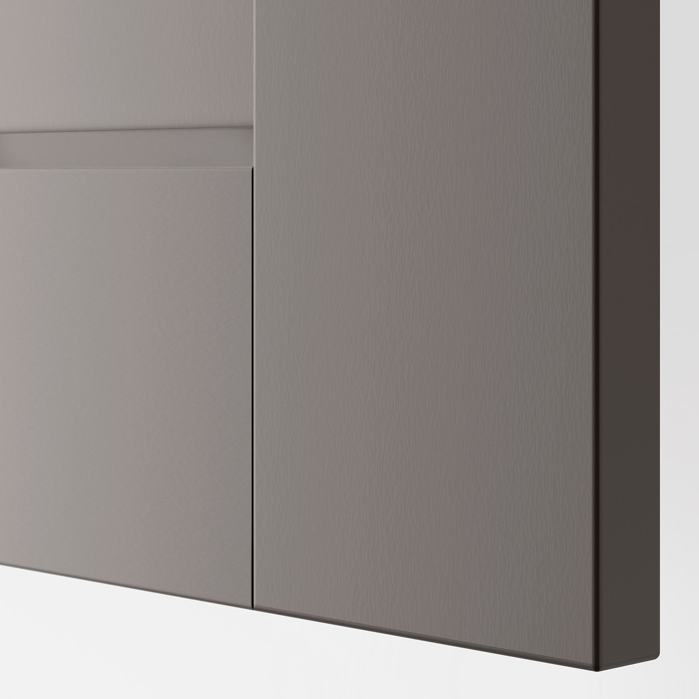 A sleek, modern wardrobe with smooth, light grey surfaces and clean lines, reflecting high-quality design and functionality.