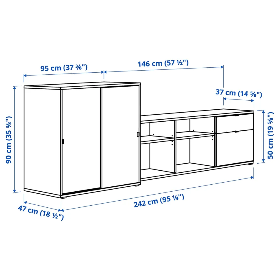 Illustration with measurements for the product: VIHALS.