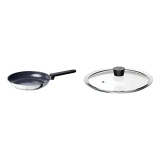 KLOCKREN/MIDDAGSMAT set: frying pan + pan lid, non-stick coating/stainless steel + glass, 24 cm