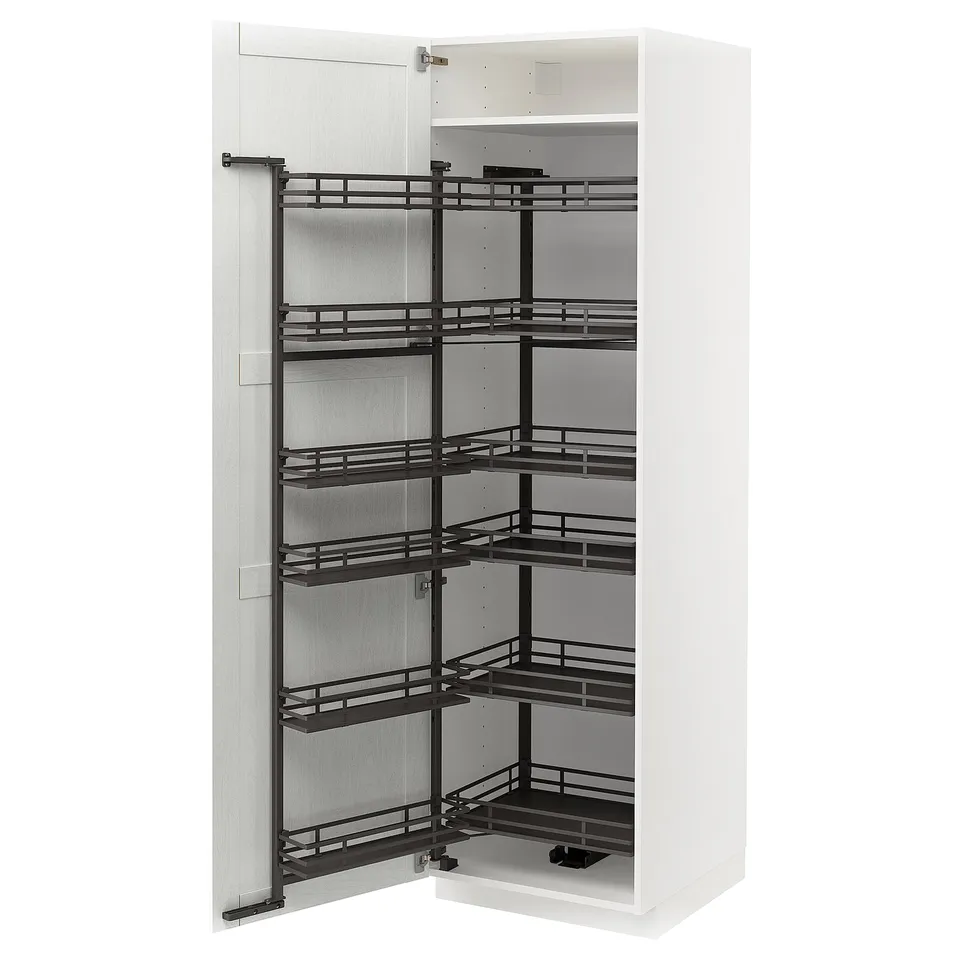 METOD kyle kitchen unit - white with black metal pull-out shelves.