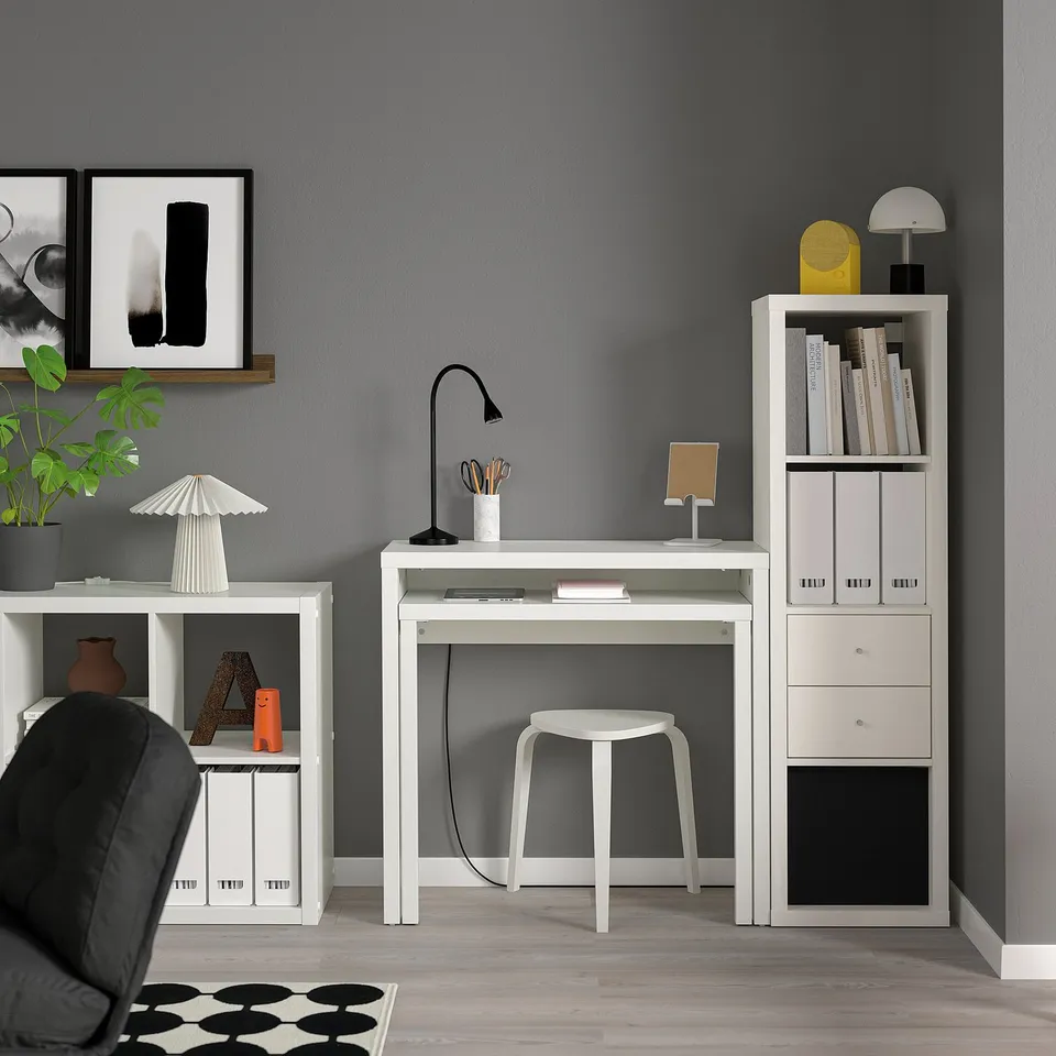 LÄNGDHOPP Pull-out desk, white, 90x39/71 cm