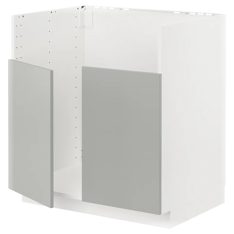 White METOD kitchen cabinet, light grey, rectangular, modern, minimalist design.