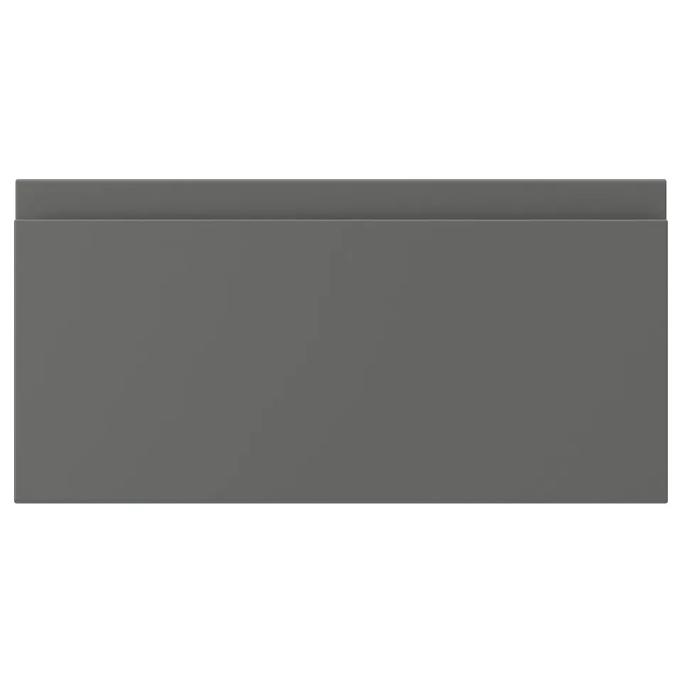 VOXTORP drawer: dark grey, rectangular, smooth plastic front, minimalist design.