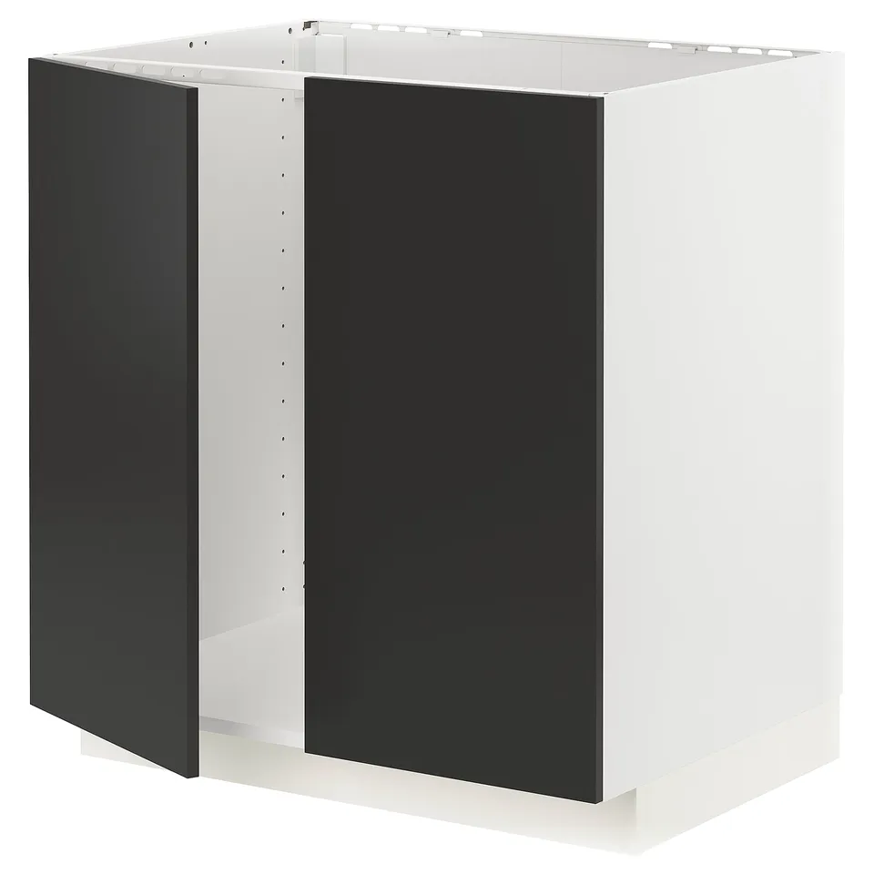 METOD kitchen cabinet, black & white, sleek design.