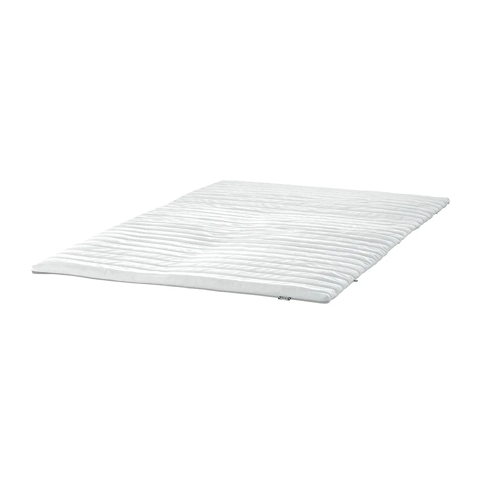 An ikea KLAGSHAMN white mattress topper, rectangular, designed for comfort.