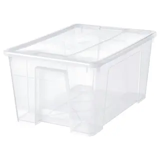 SAMLA box with lid, transparent, 57x39x28 cm/45 l