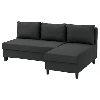 ÄLVDALEN 3-seat sofa-bed with chaise longue, Knisa dark grey, Width 196 x Depth 82 x Height 81 cm