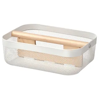 RISATORP basket with compartments, white, 33x24x11 cm