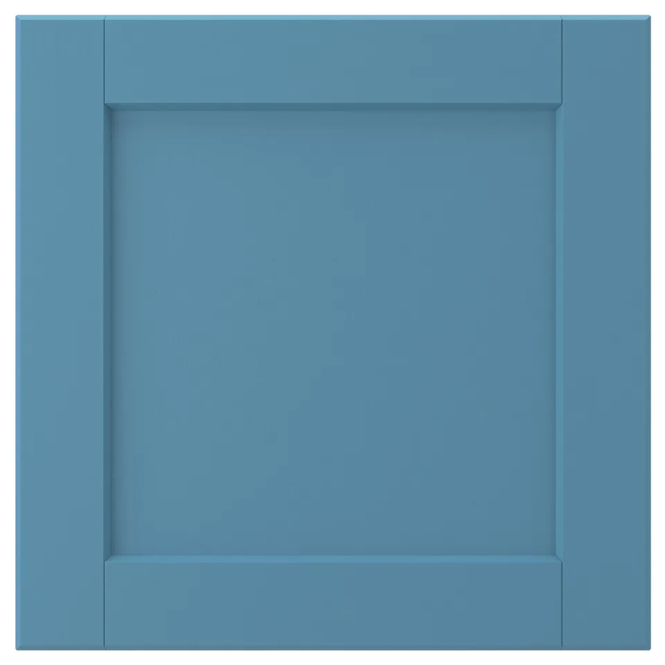 LERHYTTAN blue cabinet door, square design, birch veneer, traditional style.