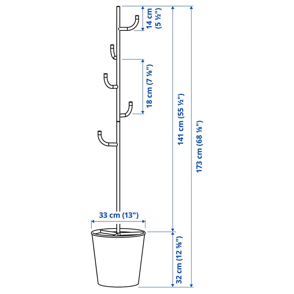 Illustration with measurements for the product: ÄLGANÄS.