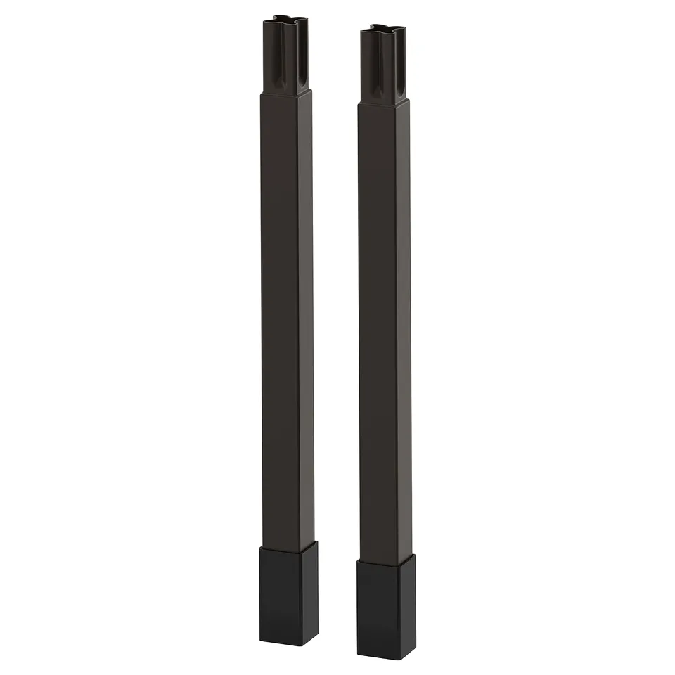 Two black ENHET adjustable bathroom legs, each with a square base and top, designed for open base frames.