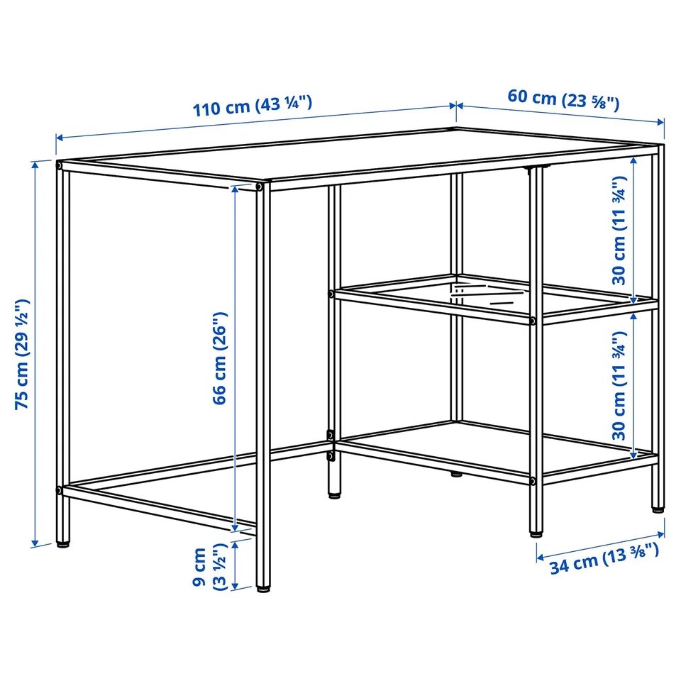 Illustration with measurements for the product: VITTSJÖ.