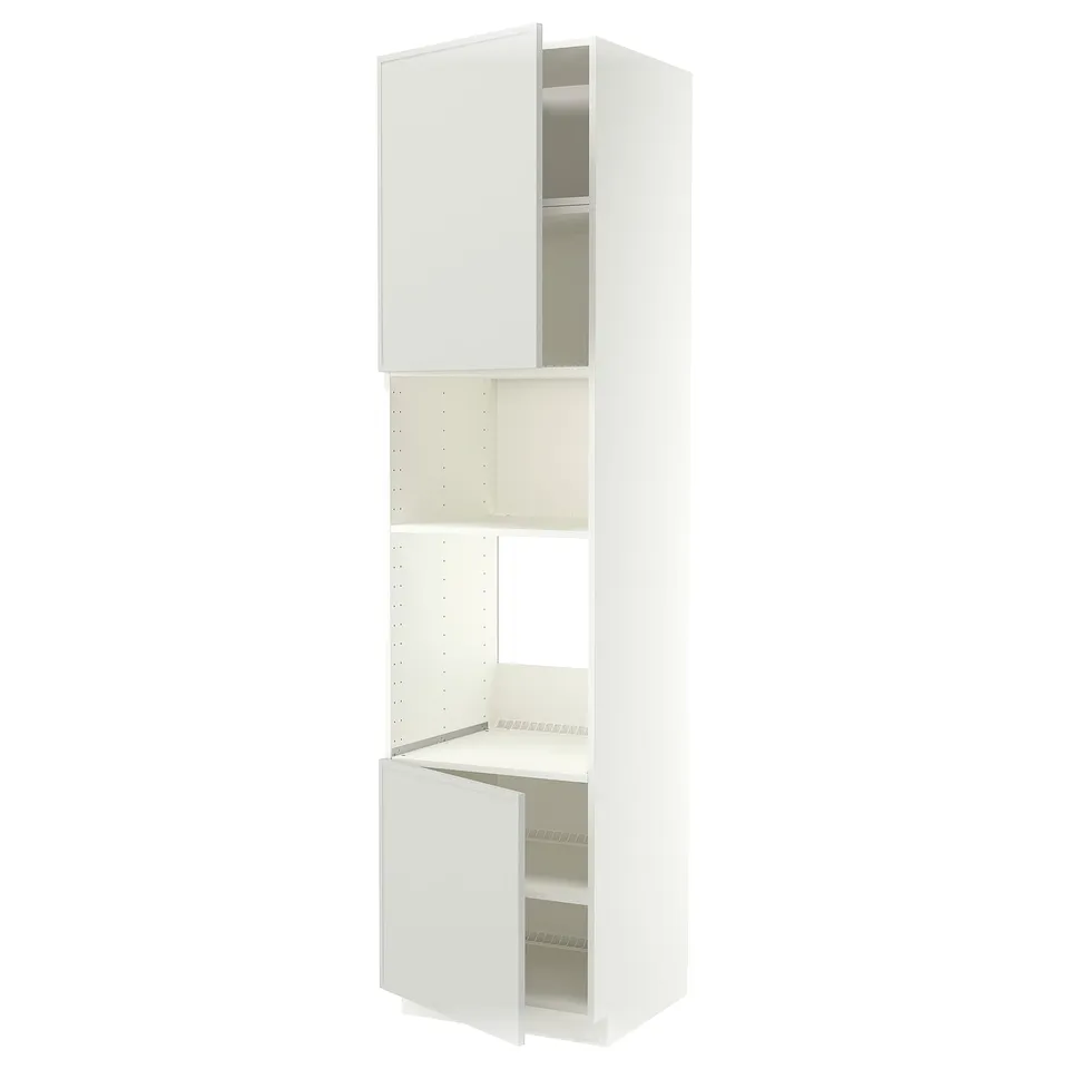 METOD High cabinet f built-in appliances, white/Aspudden light grey, 60x60x240 cm