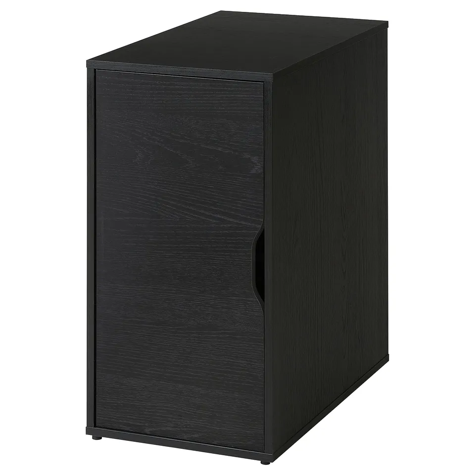 An ikea ALEX storage unit in black, featuring a single drawer with a sleek, minimalist design, suitable for various rooms.