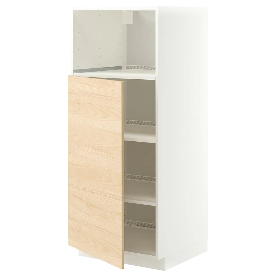 METOD High cabinet f built-in appliances, white/Askersund light ash effect, 60x60x140 cm