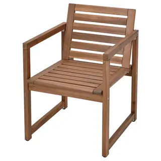 NÄMMARÖ chair with armrests, outdoor, light brown stained, Width 56 x Depth 62 x Height 78 cm