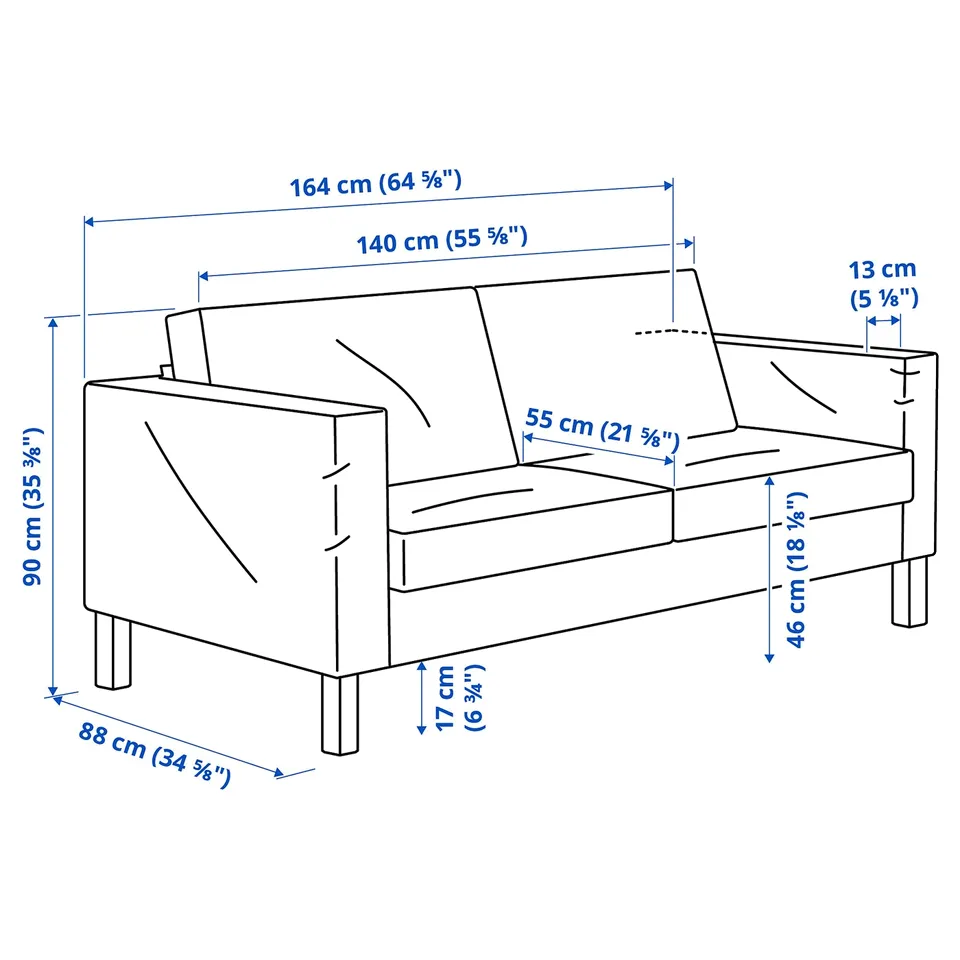 Illustration with measurements for the product: SALTSJÖBADEN.
