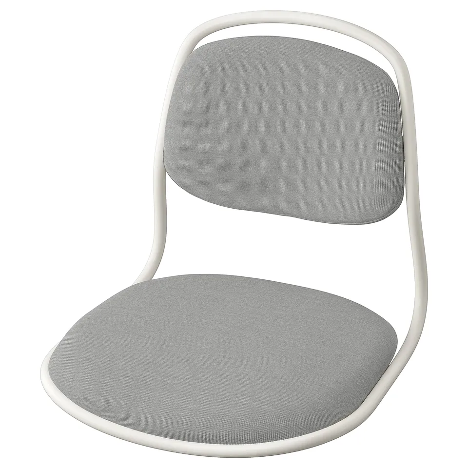 An adjustable white chair named ÖRFJÄLL, featuring a sleek design with grey cushions and sturdy back support.