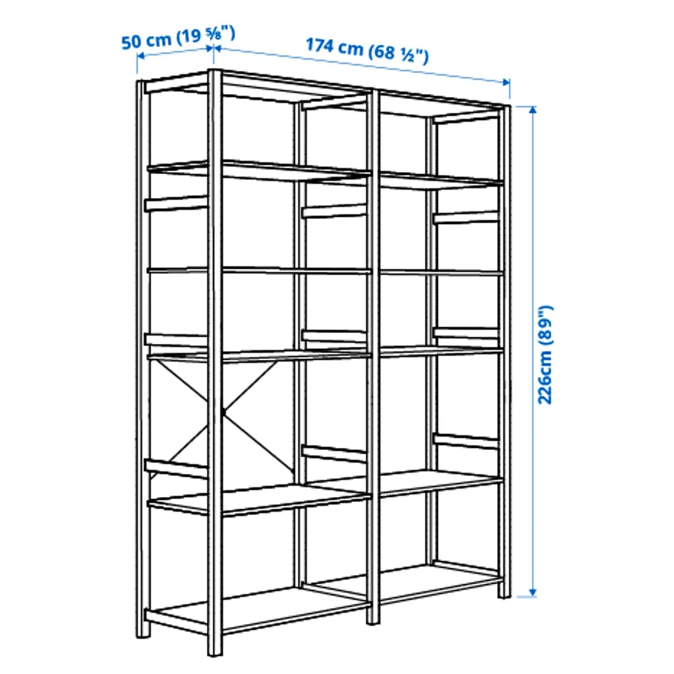 Illustration with measurements for the product: IVAR.