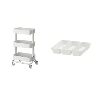 RÅSKOG/UPPDATERA set: trolley + cutlery tray, white, 35x45x77 cm