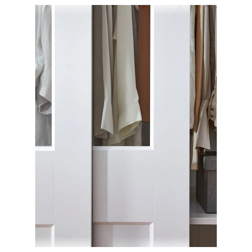 GRIMO Pair of sliding doors, glass/white, 150x201 cm