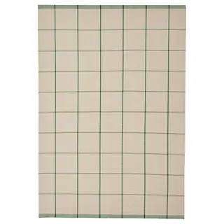RIDSTIG rug, flatwoven, off-white/green, 133x195 cm