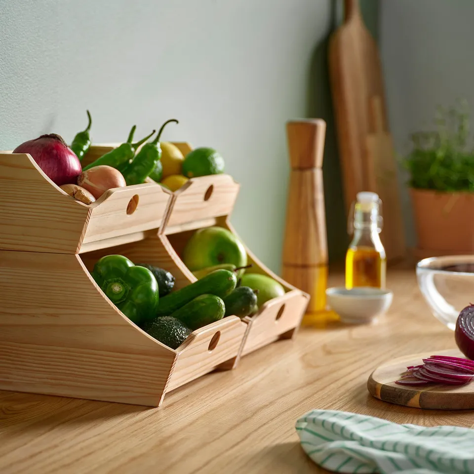 CHOKLADHAJ Food storage box, set of 2, wood