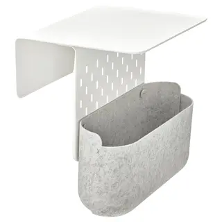 KRAMPHULT / SKÅDIS armrest tray with storage basket, white metal/grey, Length 30 x Width 25 cm