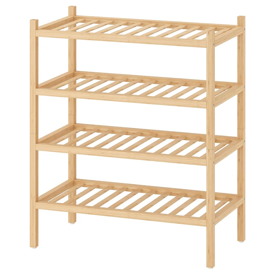 VASSKÄR: light wooden 4-tier shelf; decorative, airy design; natural finish; suitable for various spaces.