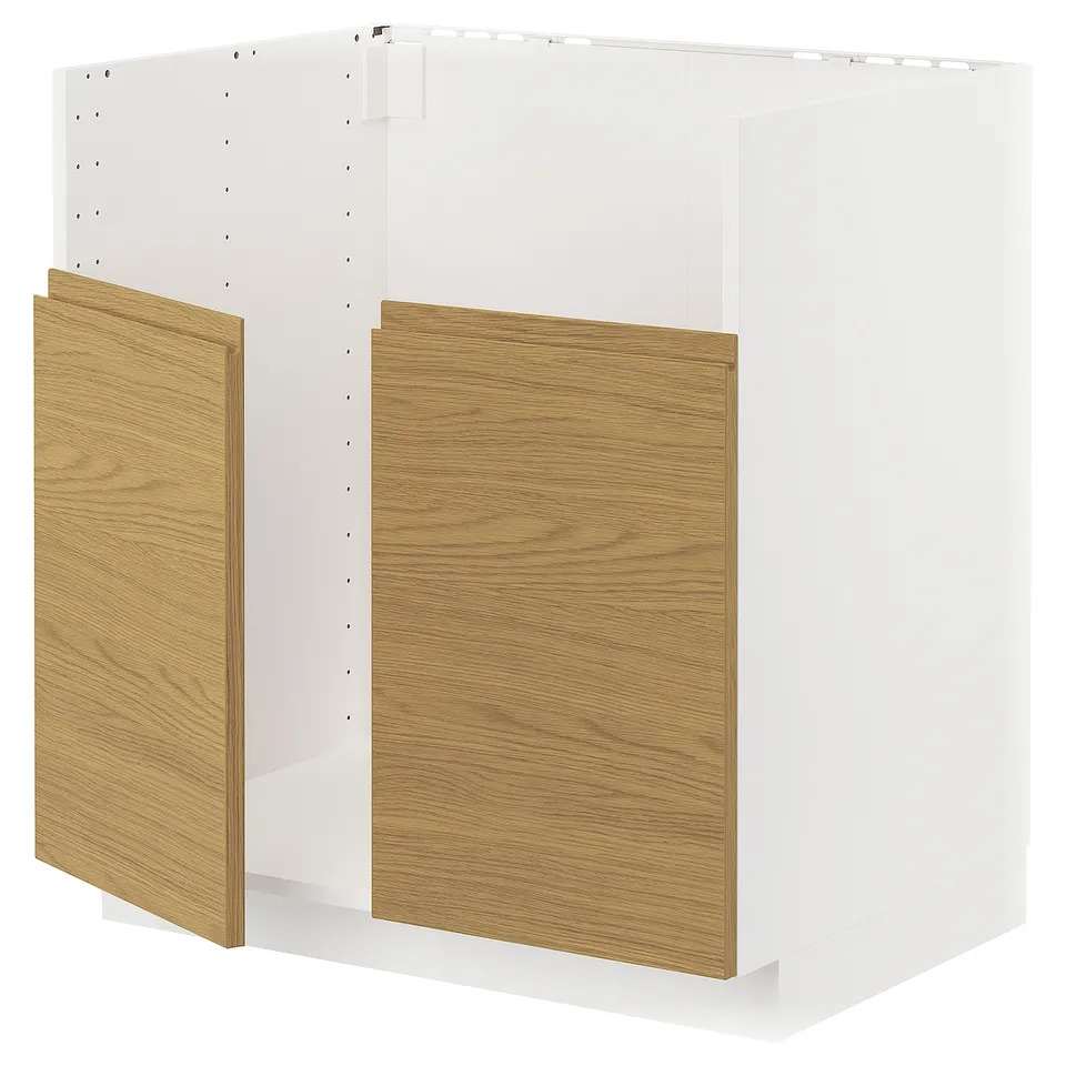 METOD kitchen unit, white & oak, square, modern design, ready-to-assemble.